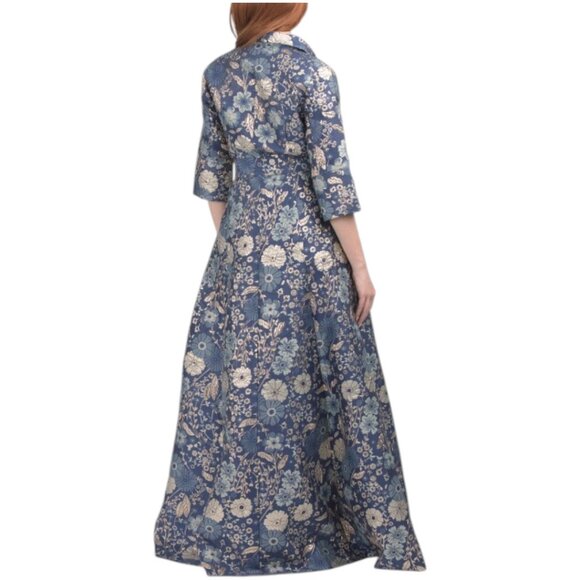 RENE BY RENE RUIZ Three-quarter Sleeve Floral Metallic Jacquard Gown - Picture 2 of 3